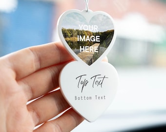 Printed Personalised Heart Photo Car Ornament Car Gift Polaroid Any Image Driving Test Pass Gift Idea