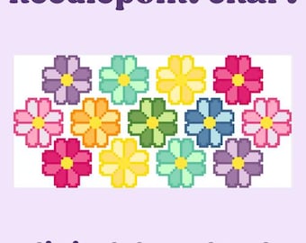 Floral Needlepoint Chart 18 Mesh | Mini Flowers Motif Digital Download PDF