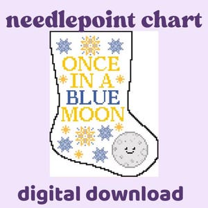Julstrumpa Nålstickningsdiagram 18 mesh | Blue Moon Mini Digital nedladdning PDF