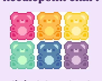 Valentines Needlepoint Chart 18 Mesh | Mini Gummy Bear Digital Download PDF