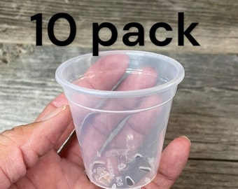 2.5” round ultra clear seedling orchid pot (10 COUNT), Clear plastic pot, Plastic flower pot for orchids, starter plant pot, cutting pot