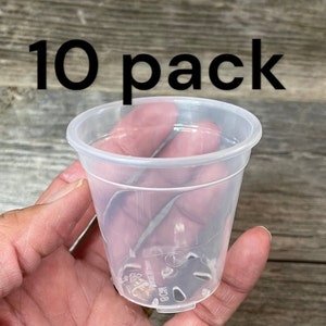 2.5” round ultra clear seedling orchid pot (10 COUNT), Clear plastic pot, Plastic flower pot for orchids, starter plant pot, cutting pot