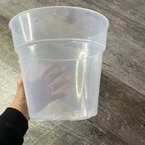 9.5” large round ultra clear orchid pot, Clear plastic pot, Plastic flower pot for orchids, Clear nursery pot for large tropical plants