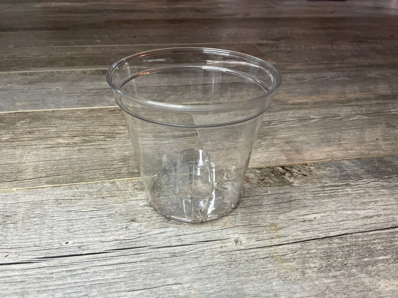 5.7" glass-like ultra high transparency clear round orchid pot, ultra clear nursery pot, clear pot for orchids and tropical plants image 3