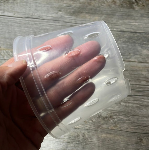 5 Stück Klare Orchideentöpfe Mit Löchern – Belüftet, Mit Unterteller, Blau, 16,5x16x12 Cm, Für Optimale Luftzirkulation