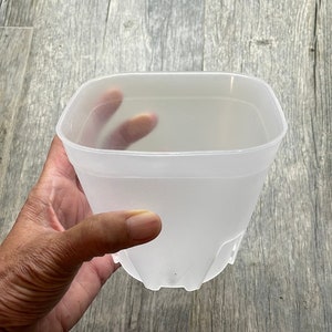 13 cm rund hörnformad fyrkantig orkidékruka, Genomskinlig plastkruka, Genomskinlig kruka för suckulenter, Genomskinlig kruka för medelstora orkidéer, Krukor för kaktusar