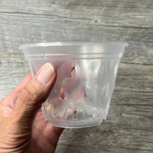 4.5” clear orchid pot with holes, Clear plastic pot, Plastic flower pot for orchids, Clear pot with holes