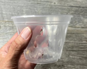4.5” clear orchid pot with holes, Clear plastic pot, Plastic flower pot for orchids, Clear pot with holes