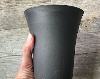 5.25” round black plastic flared succulent and bonsai pot, large howarthia pot, deep succulent and cactus pot, black pot for indoor growing
