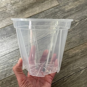 6.3” high transparency clear round orchid pot, medium clear pot for tropicals, clear nursery pot, indoor plant pot, ultra clear plant pot
