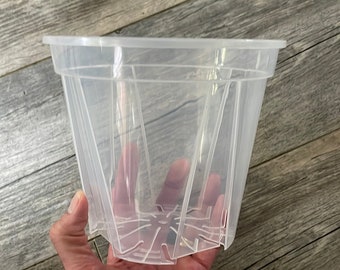 Maceta redonda transparente de 6.3" para orquídeas, maceta mediana transparente para plantas tropicales, maceta transparente para viveros, maceta para plantas de interior, maceta ultra transparente.