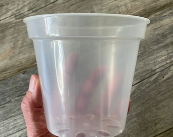 5” round ultra clear orchid pot, Clear plastic pot, Plastic flower pot for orchids, Clear pot