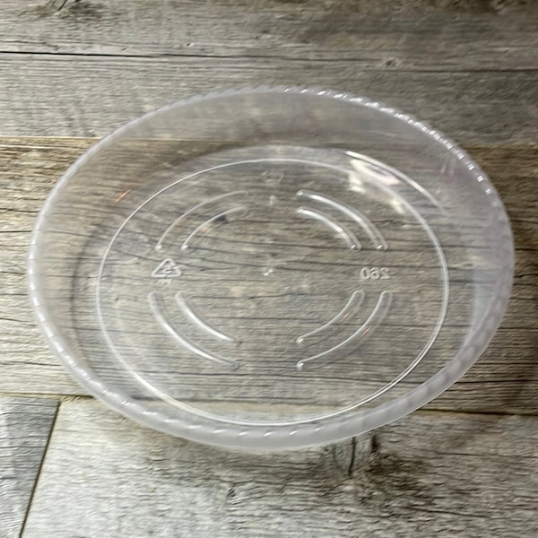 8.75” large clear round plastic pot saucer, sturdy plant pot saucer, plant tray, drainage saucer for plant pots, table pot protector