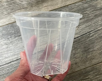 4.7" high transparency clear round orchid pot, small clear pot for tropicals, clear nursery pot, indoor plant pot, ultra clear plant pot