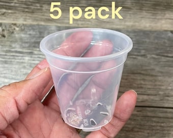 2.5” round ultra clear seedling orchid pot (5 COUNT), Clear plastic pot, Plastic flower pot for orchids