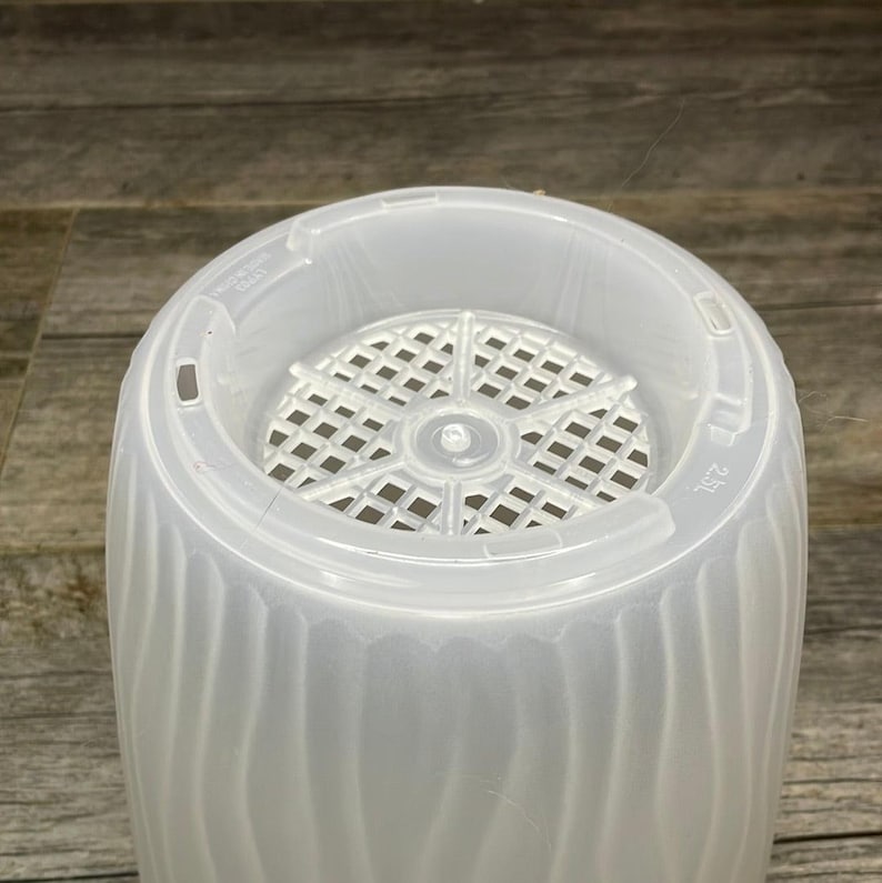 7 Translucent Round Textured Orchid Pot, With Saucer, Clear Orchid Pot