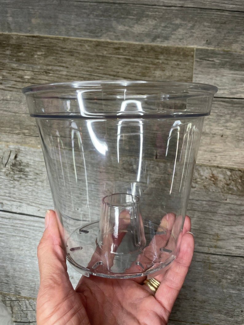 5.7" glass-like ultra high transparency clear round orchid pot, ultra clear nursery pot, clear pot for orchids and tropical plants image 1