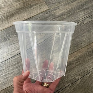 5.9” high transparency clear round orchid pot, medium clear pot for tropicals, clear nursery pot, indoor plant pot, ultra clear plant pot