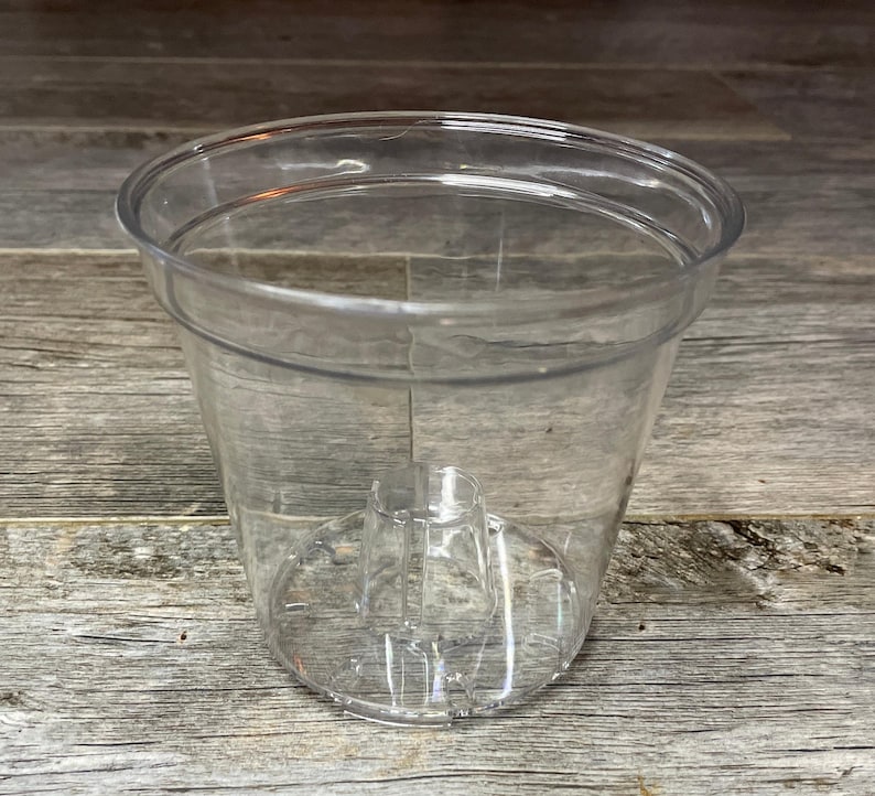 4.5" glass-like ultra high transparency clear round orchid pot, ultra clear nursery pot, clear pot for orchids and tropical plants image 3
