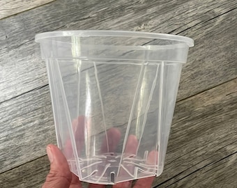 5.5” high transparency clear round orchid pot, small clear pot for tropicals, clear nursery pot, indoor plant pot, ultra clear plant pot