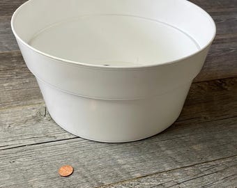 12" round white plastic bulb pan for orchids and tropical plants