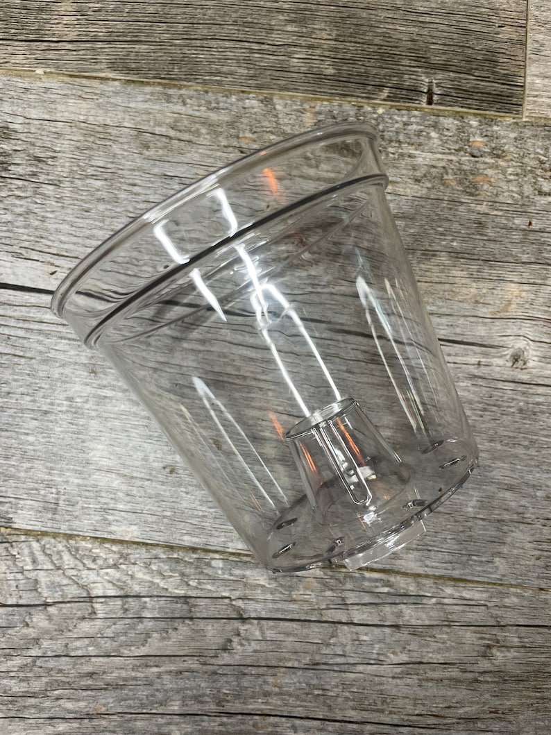 4.5" glass-like ultra high transparency clear round orchid pot, ultra clear nursery pot, clear pot for orchids and tropical plants image 6