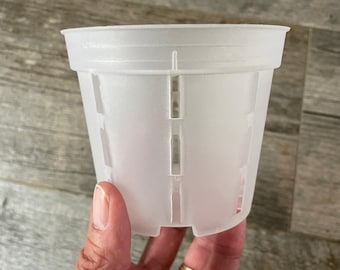 4" transparent round orchid pot with side slots, great drainage and perfect air flow