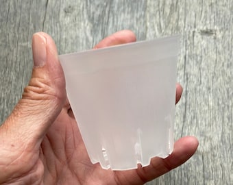 2.5” round cornered clear square seedling orchid pot, Clear plastic pot, Transparent plant pot, Clear square succulent pot, Seedling pot