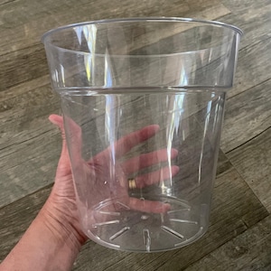 8.25” large ultra clear orchid pot, clear plastic pot, translucent nursery pot, pot for aroids, clear orchid pot, clear aroid nursery pot