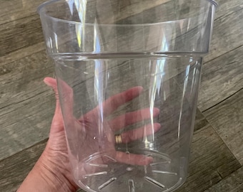 8.25” large ultra clear orchid pot, clear plastic pot, translucent nursery pot, pot for aroids, clear orchid pot, clear aroid nursery pot