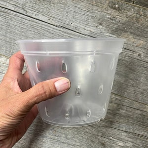 6” clear orchid pot with holes, Clear plastic pot, Plastic flower pot for orchids, Clear pot for medium orchids