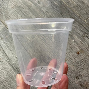 4” round ultra clear orchid pot, Clear plastic pot, Plastic flower pot for orchids, Clear pot