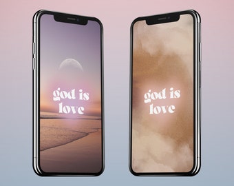 Christian GOD IS LOVE Phone Wallpaper Lock Screen w/ Bible Verses/ Scripture/ Memory Verse - Digital (iPhone + Android) - 4 Pack + 1 Free