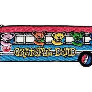 GRATEFUL DEAD On Tour &quot;Bears Bus&quot; Iron-On Patch NEW Embroidered skull deadhead hippie