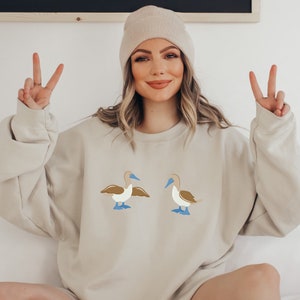 Couple of boobys sweatshirt, blue footed booby, funny pun, for the girl that has a good sense of humor, bird wildlife, science bird gift image 2