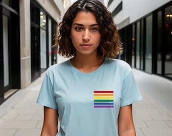 Rainbow Pride Lines Tee: LGBTQ+ Ally Unisex Jersey