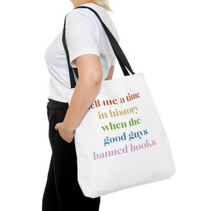 Racontez-moi une époque où les gentils interdisaient les livres Tote bag (AOP), sac de bibliothèque, cadeau pour enseignant, toile avec message, interdiction de livre, vote