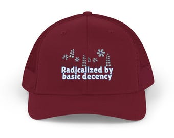 Gorra de camionero "Radicalizada por la decencia humana": gorra política anti-MAGA