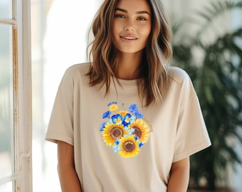 Subtle Fuck Putin T-shirt, In the colors of Ukraine, Ukrain's national flower, hidden messages, support the Ukraine, Russian President,