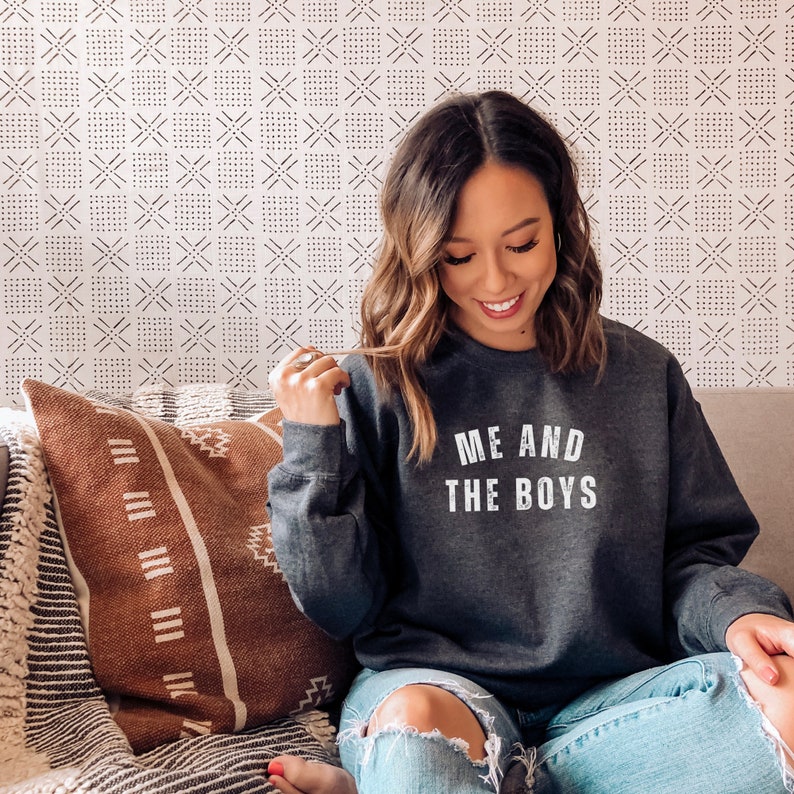 Me and the boys Sweatshirt, mother of boys, Mothers Day gift, sports mom, funny gift for the matriarch of the family full of sons, women image 1