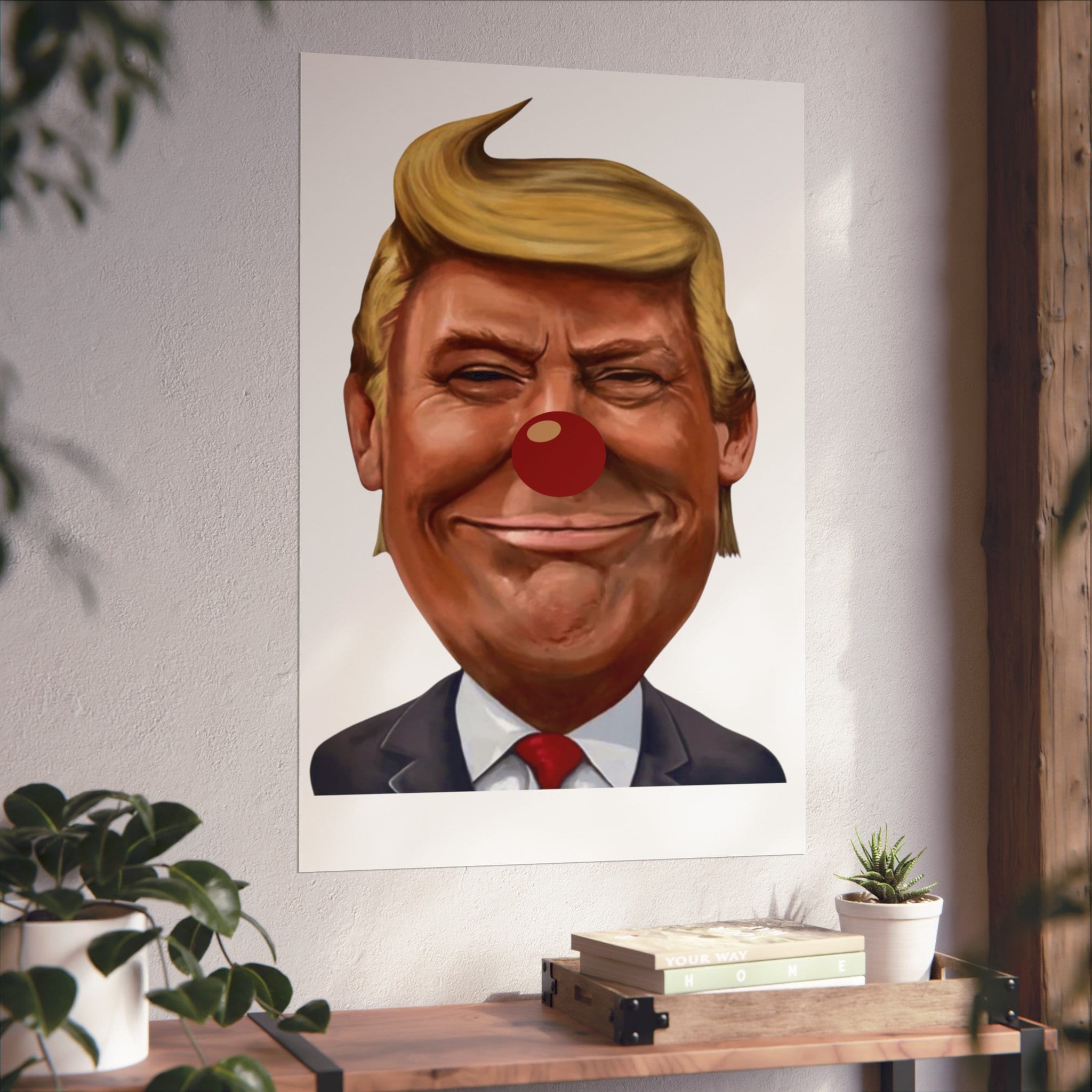 Donald Trump Clown Fine Art Posters,  Funny Political Art, Trump wearing clown nose, gift for democrat, political satire poster, felon