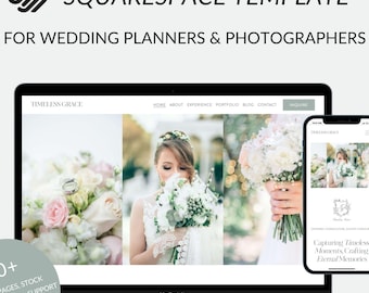 Luxury and Modern Squarespace Template for Wedding Planners, Event Planner Squarespace Template, Portfolio Website, Responsive Site