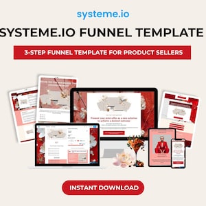 Red Systemeio Funnel Template, Systemeio Funnel, Systeme.io Template, Systeme.io Sales Page, Digital Marketing Coach, Digital Product Funnel