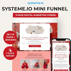 Red 3 Step Sales Funnel Systeme.io Template, Systeme.io Template, Systeme.io Sales Page, Coaching Template, Digital Product Funnel