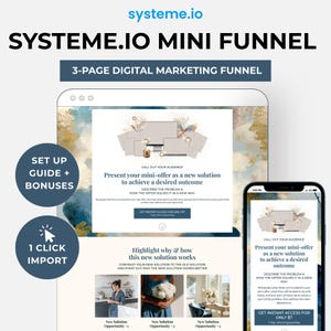 Indigo Blue Systeme io landing page, Systeme io tripwire order bump template, coaching funnel, Systeme template, Systeme io sales funnel