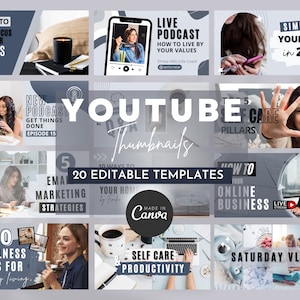 Youtube Thumbnail Canva Template, Youtube Thumbnails Life Coach, Podcast, Realtor, Youtube Branding Kit, Youtube Templates, Youtube Planner