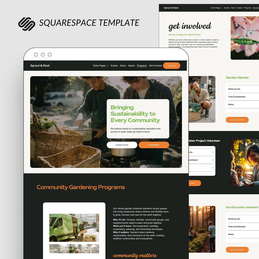 Charity Rides Layout Design Nonprofit Squarespace Template, Squarespace Website Template for ...