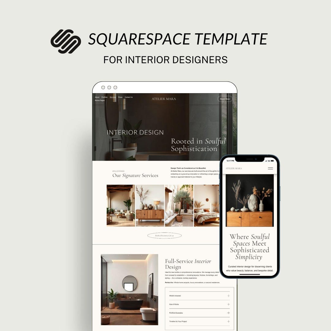 Squarespace Template: Interior Designer Portfolio Website (squarespace ...