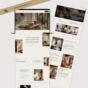 Website Template Squarespace Interior Designers, Small Business Responsive Site, Squarespace Template for Property Management