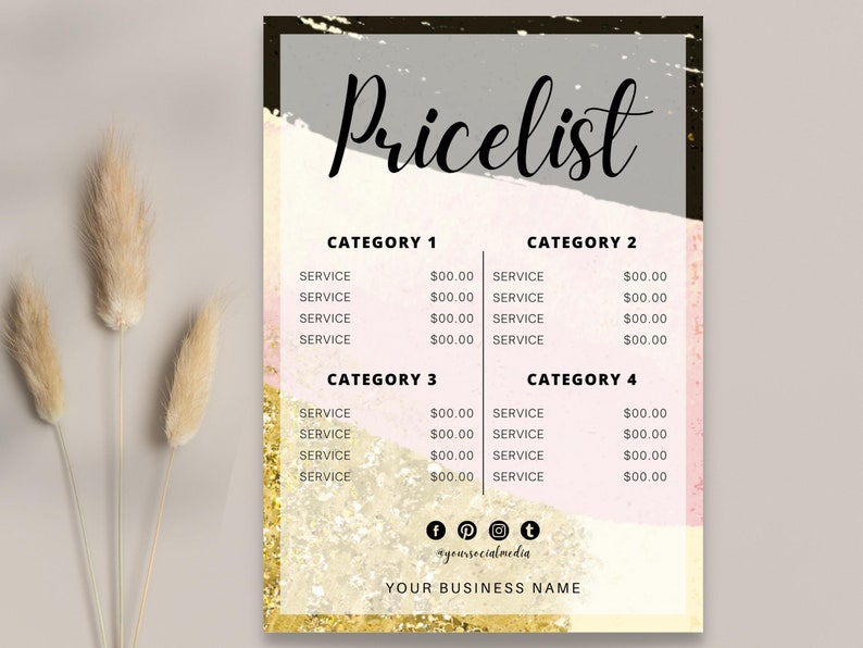 Price List Template Canva Editable Price Sheet Price List Etsy